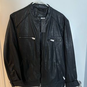New - Men’s black leather jacket Marc Anthony